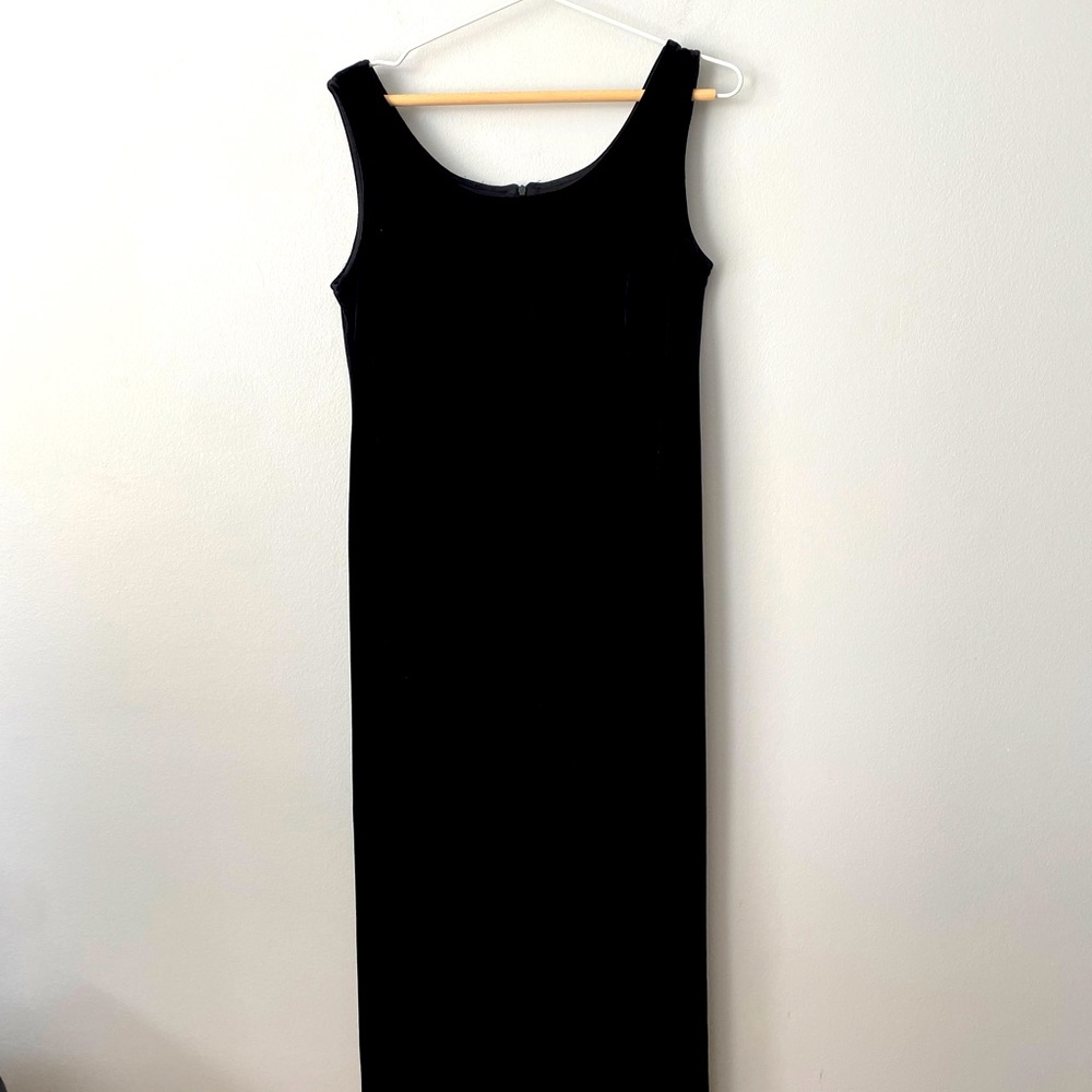 Vintage 90s Sleeveless Full Velour Party Gown Maxi Dress Size Xlarge